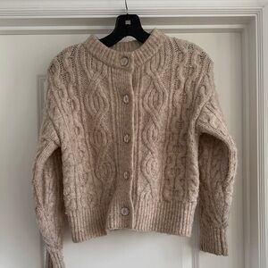 Zara girls cozy cable knit cardigan in oatmeal
